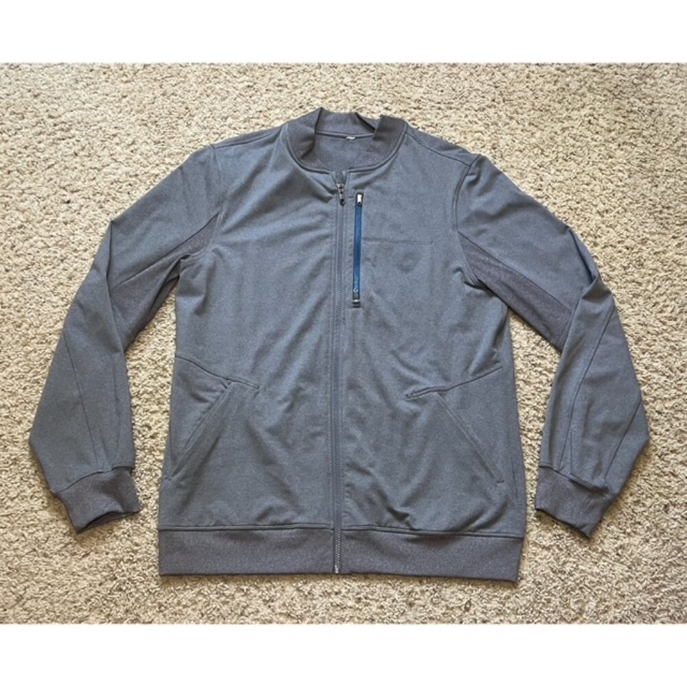 Lululemon Men Gray Blue Six Pack Full Zip Performance Jacket Size Large L EUC